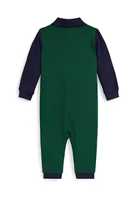 Baby Boys Big Pony Cotton Mesh Polo Coverall