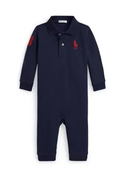 Baby Boys Big Pony Cotton Mesh Polo Coverall