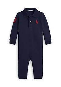 Baby Boys Big Pony Cotton Mesh Polo Coverall
