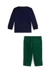 Baby Boys Logo Cotton Rugby Shirt & Chino Pant Set