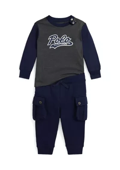 Baby Boys Logo Jersey Tee & Fleece Jogger Pant Set
