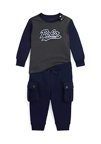 Baby Boys Logo Jersey Tee & Fleece Jogger Pant Set