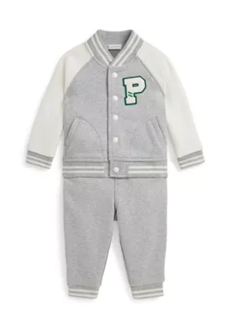 Baby Boys Fleece Baseball Jacket & Jogger Pants Set