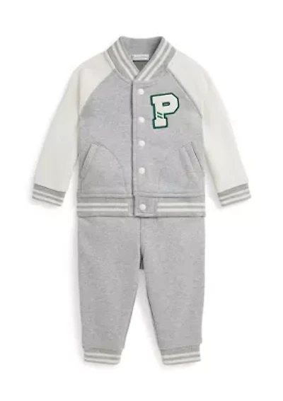 Baby Boys Fleece Baseball Jacket & Jogger Pants Set