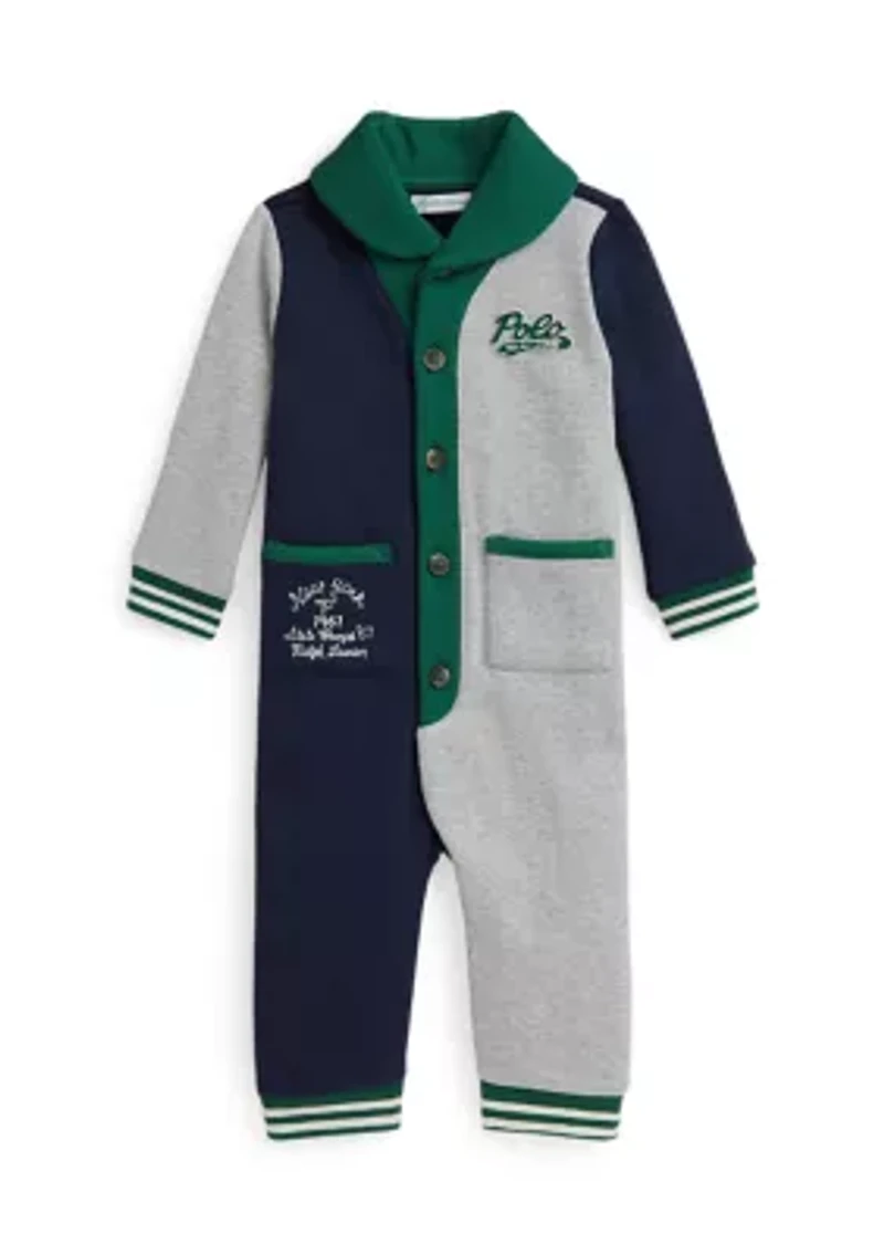 Baby Boys Logo Color Blocked Fleece Coverall