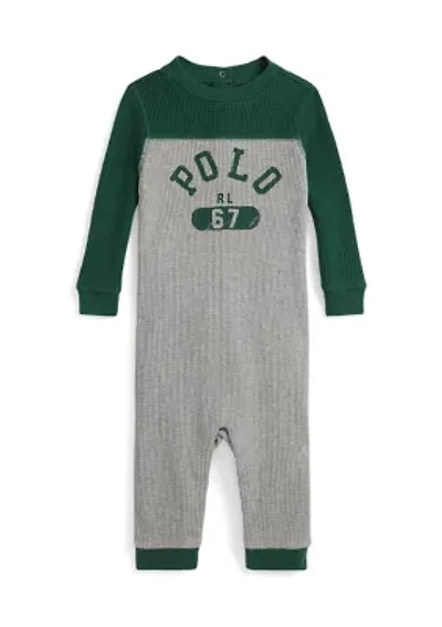 Baby Boys Logo Waffle Knit Cotton Coverall