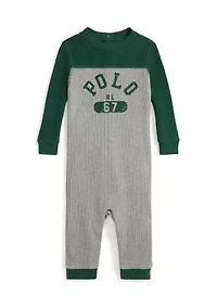 Baby Boys Logo Waffle Knit Cotton Coverall