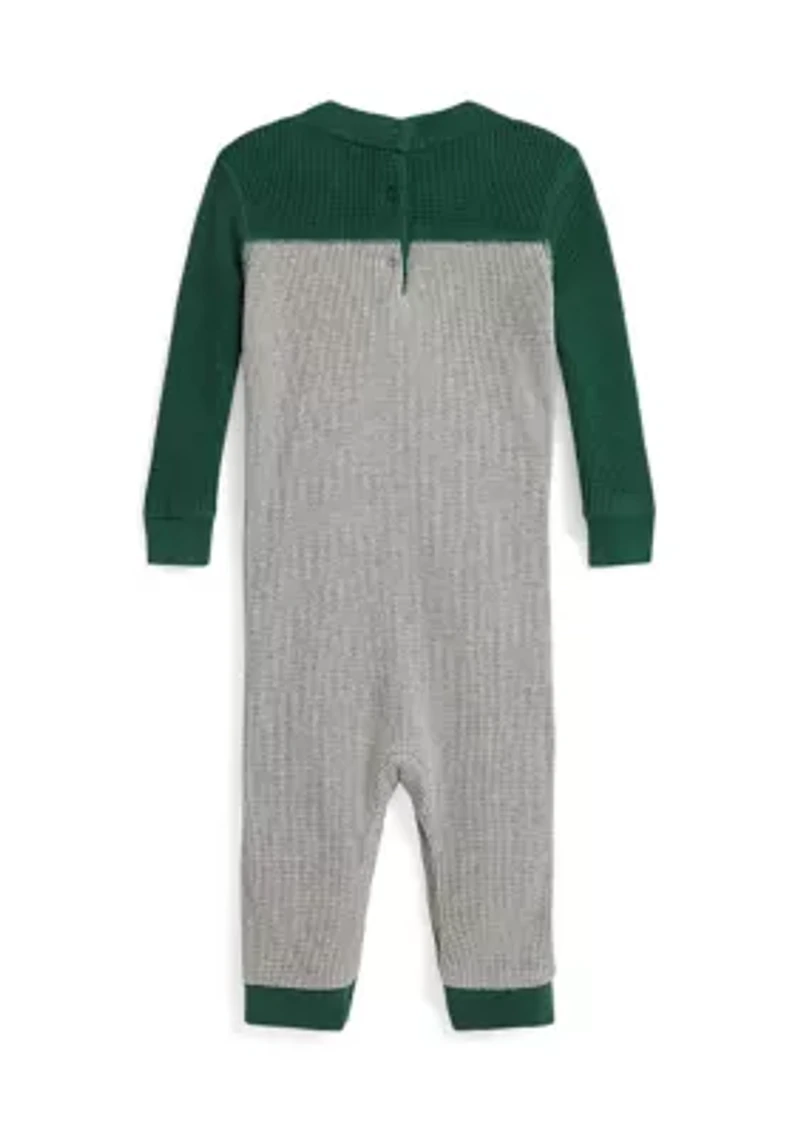 Baby Boys Logo Waffle Knit Cotton Coverall