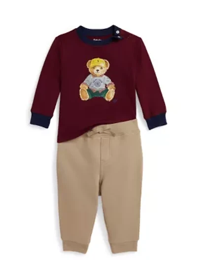 Baby Boys Polo Bear Jersey T-Shirt & Fleece Pants Set