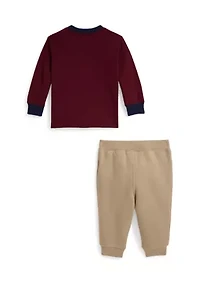 Baby Boys Polo Bear Jersey T-Shirt & Fleece Pants Set