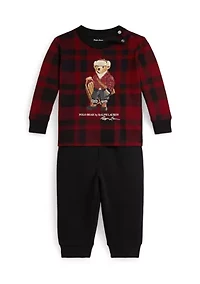 Baby Boys Polo Bear Jersey Tee & Fleece Pant Set