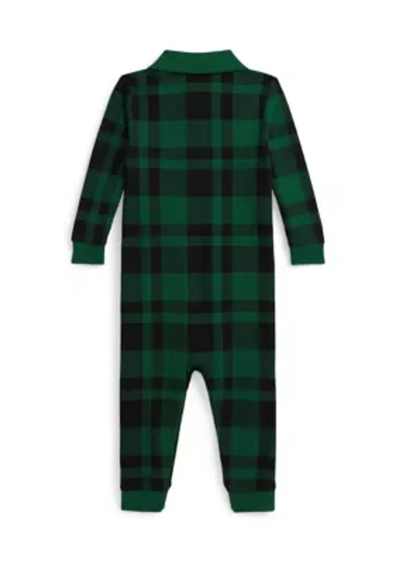 Baby Boys Plaid Cotton Mesh Polo Coverall