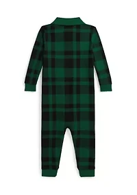 Baby Boys Plaid Cotton Mesh Polo Coverall