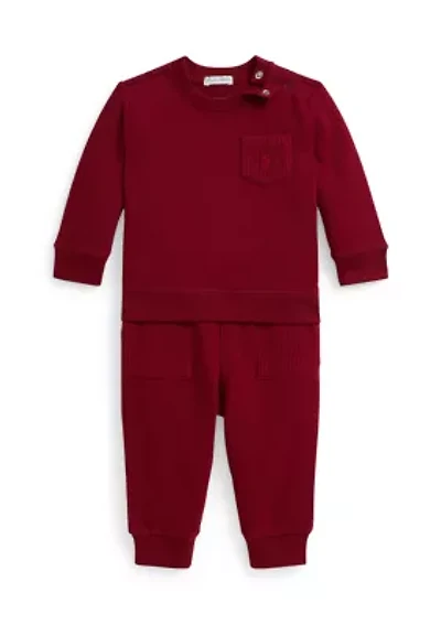 Baby Boys Waffle-Trim Sweatshirt & Jogger Pant Set