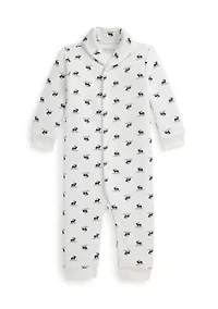 Baby Boys Elk-Print Fleece Coverall