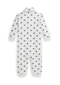 Baby Boys Elk-Print Fleece Coverall