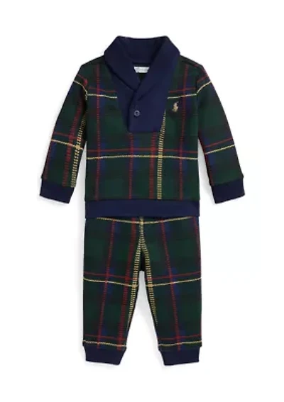 Baby Boys Plaid Fleece Sweatshirt & Pant Set