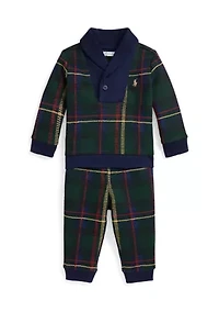 Baby Boys Plaid Fleece Sweatshirt & Pant Set