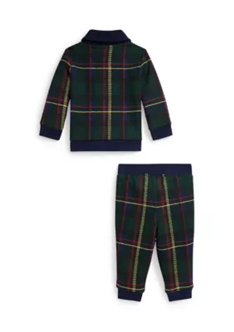 Baby Boys Plaid Fleece Sweatshirt & Pant Set