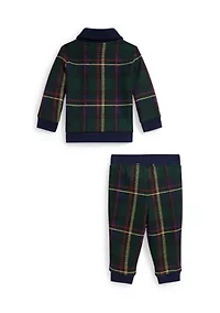 Baby Boys Plaid Fleece Sweatshirt & Pant Set