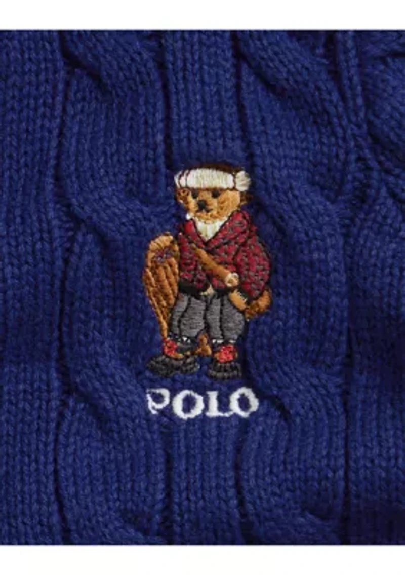 Baby Boys Polo Bear Cable-Knit Cotton Sweater