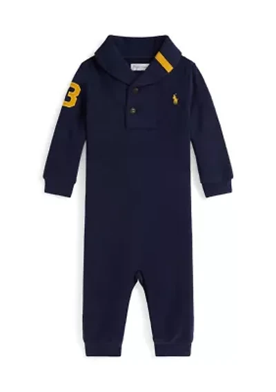 Baby Boys Estate Rib Cotton Shawl Coverall