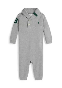 Baby Boys Estate Rib Cotton Shawl Coverall