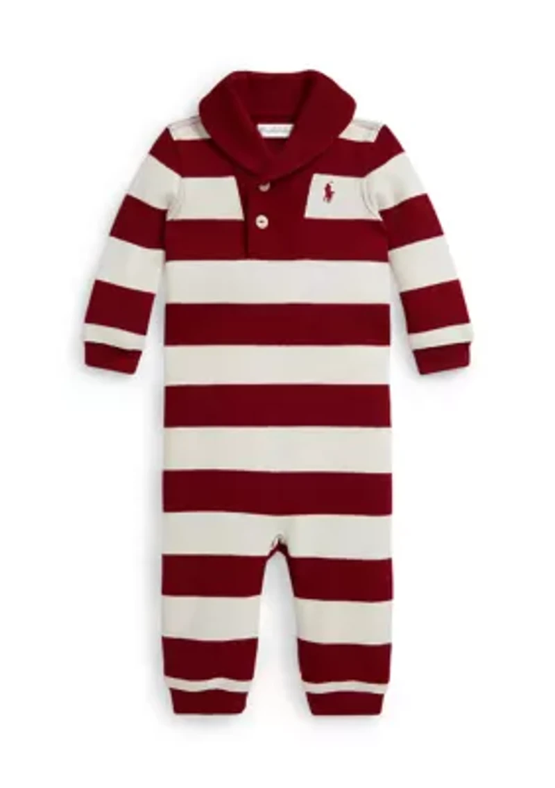 Baby Boys Striped Estate-Rib Cotton Coverall