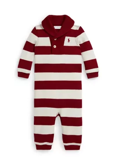 Baby Boys Striped Estate-Rib Cotton Coverall
