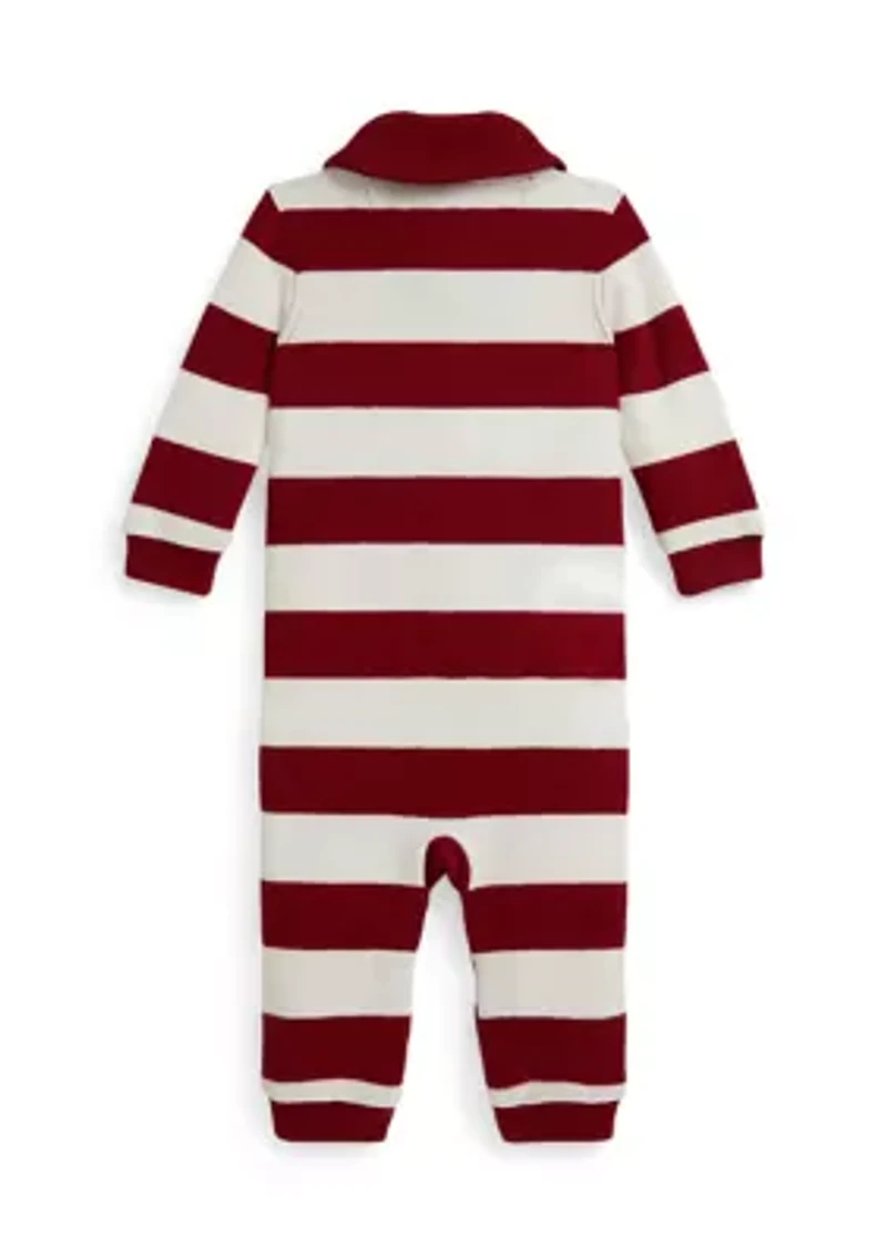 Baby Boys Striped Estate-Rib Cotton Coverall