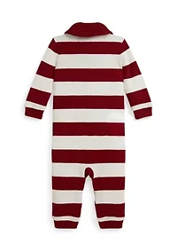 Baby Boys Striped Estate-Rib Cotton Coverall