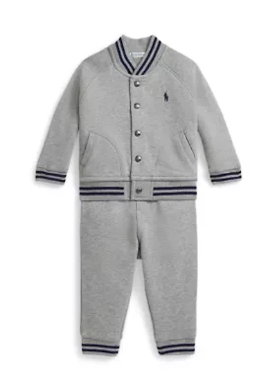 Baby Boys Color-Blocked Crest Mesh Polo Coverall