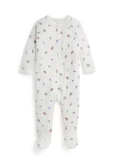 Baby Boys Polo Bear Cotton Footed Coverall