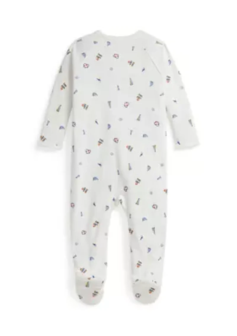Baby Boys Polo Bear Cotton Footed Coverall