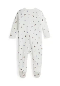 Baby Boys Polo Bear Cotton Footed Coverall