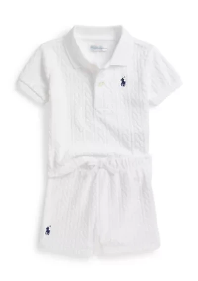 Baby Boys Cable Terry Polo Shirt & Short Cover-Up