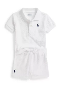 Baby Boys Cable Terry Polo Shirt & Short Cover-Up
