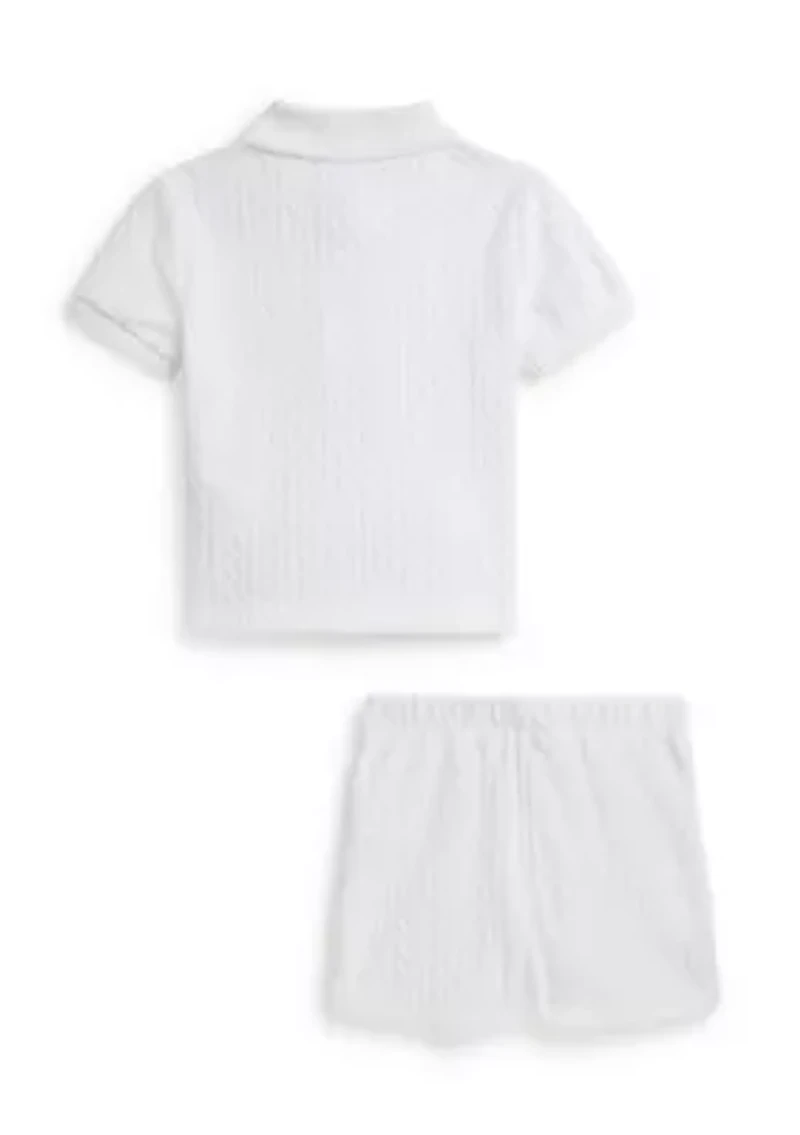 Baby Boys Cable Terry Polo Shirt & Short Cover-Up