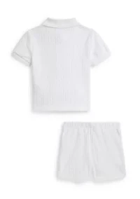 Baby Boys Cable Terry Polo Shirt & Short Cover-Up
