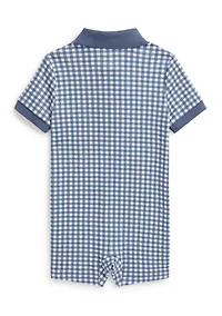 Baby Boys Gingham Soft Cotton Polo Shortall