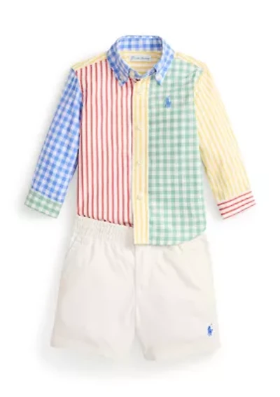 Baby Boys Poplin Fun Shirt & Flex Abrasion Shorts
