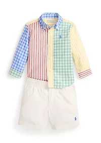 Baby Boys Poplin Fun Shirt & Flex Abrasion Shorts