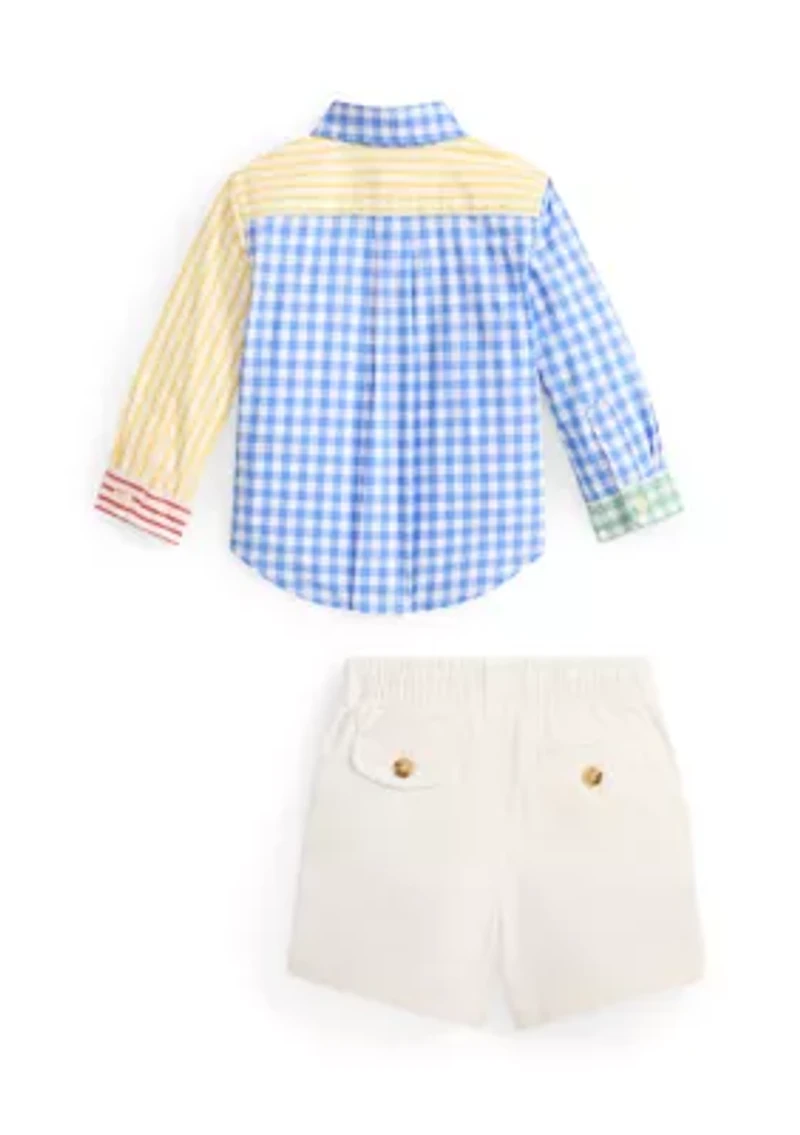 Baby Boys Poplin Fun Shirt & Flex Abrasion Shorts