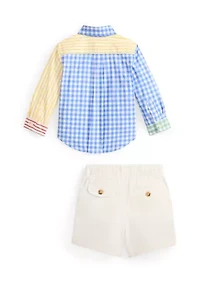 Baby Boys Poplin Fun Shirt & Flex Abrasion Shorts