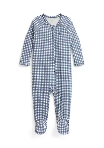 Baby Boys Gingham Cotton Footed Coverall