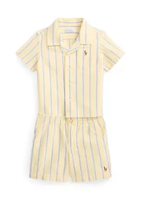Baby Boys Striped Cotton Oxford Shirt & Short