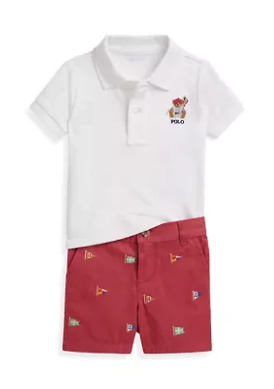 Baby Boys Polo Bear Soft Cotton Shirt & Short
