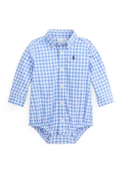 Baby Boys Gingham Cotton Poplin Bodysuit