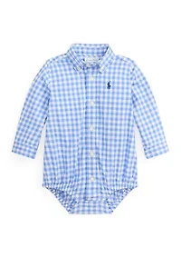 Baby Boys Gingham Cotton Poplin Bodysuit