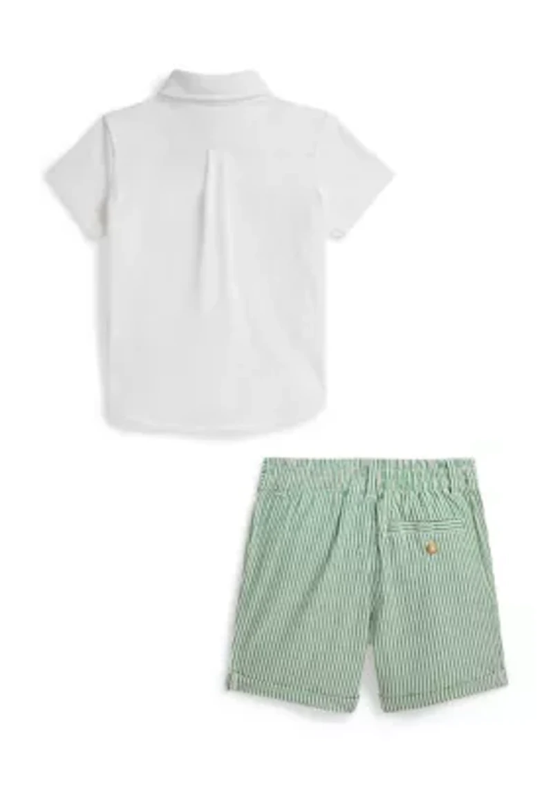 Baby Boys Knit Oxford Shirt & Seersucker Short